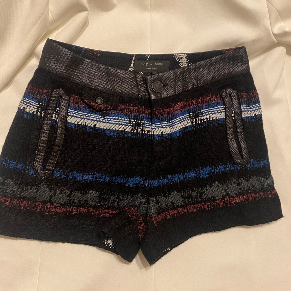 Rag & Bone High Waist Shorts with Multicolor Stripes